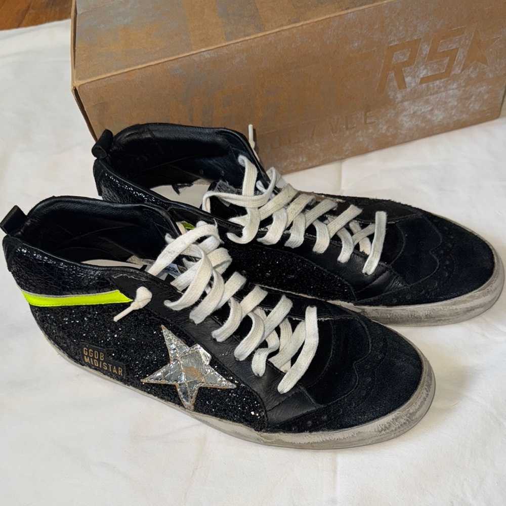 Golden Goose Black and Silver Sneakers